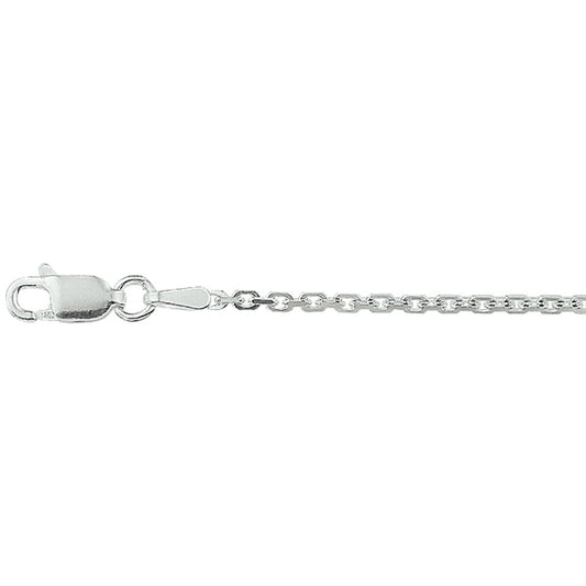 Zilveren collier gepolijst met anker schakel gediamanteerd. Deze uitvoering heeft een hele mooie uitstraling