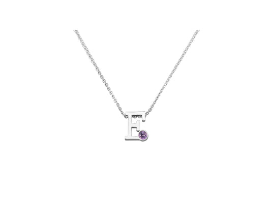 Collier met initiaal/letter hanger met geboortesteentje naar keuze.