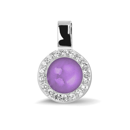 Ashanger, gedenksieraad, waar as en haar in verwerkt wordt. purple