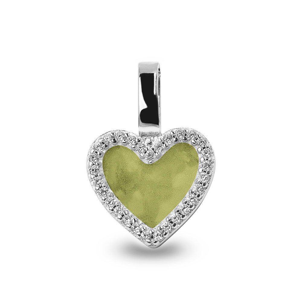 Ashanger hart, gedenksieraad, waar as en haar in verwerkt wordt. Olive