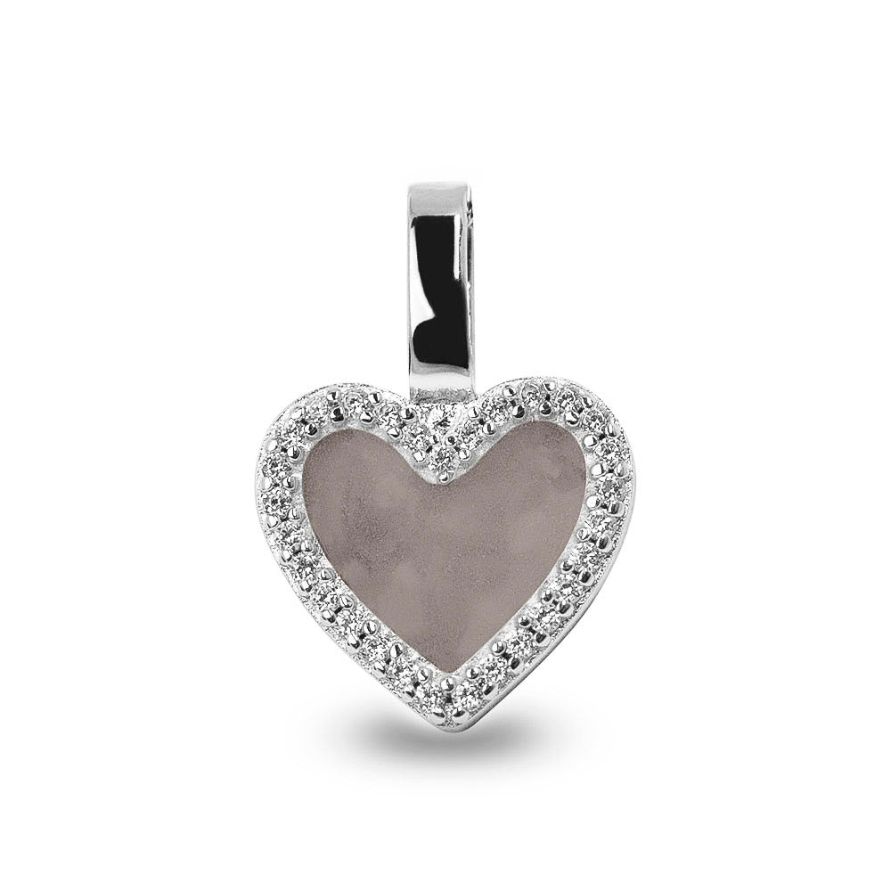 Ashanger hart, gedenksieraad, waar as en haar in verwerkt wordt. Silver