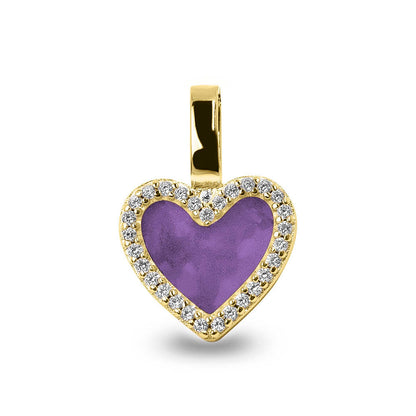 Ashanger hart, gedenksieraad, waar as en haar in verwerkt wordt. Purple