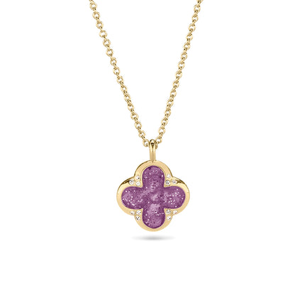 Ashanger als gedenksieraad, klavertje vier. Purple