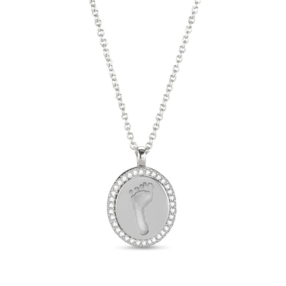 Hanger witgoud voorzien van een gravure uit collectie gedenksieraden. witgoud