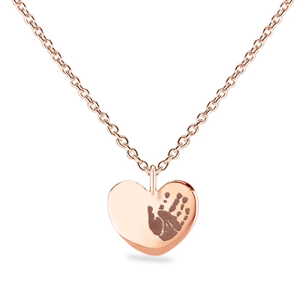 Hanger hart roségoud voorzien van een gravure uit collectie gedenksieraden. Roségoud
