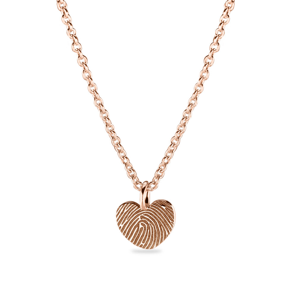 Hanger hart roségoud voorzien van een gravure uit collectie gedenksieraden. roségoud