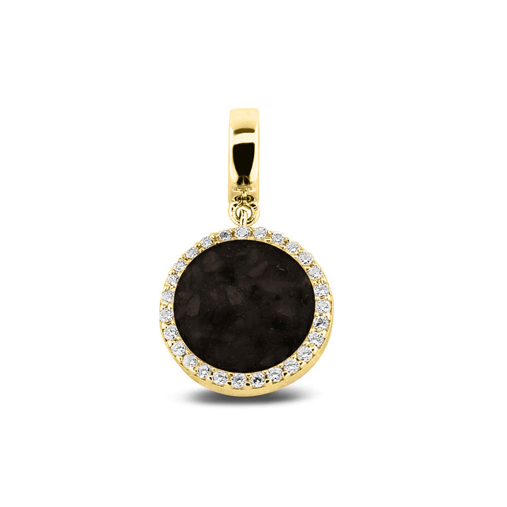 Asbedel, subtiel design rondom afgewerkt met zirkonia's  die aan de voorzijde zichtbaar gevuld wordt met as of haar met een keuze in 20 kleuren. Black