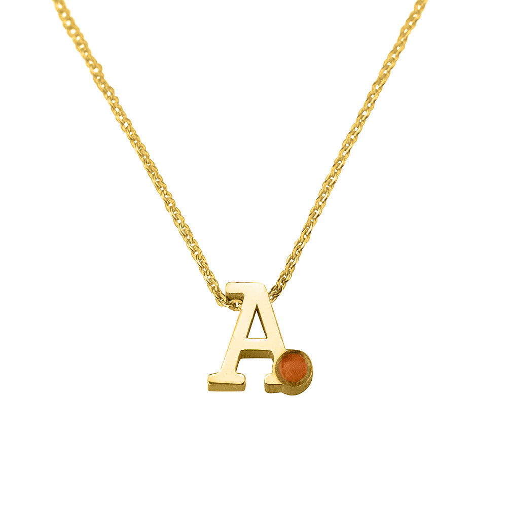 14 KT geelgouden initiaal/letter ashanger  inclusief collier/ketting. Orange
