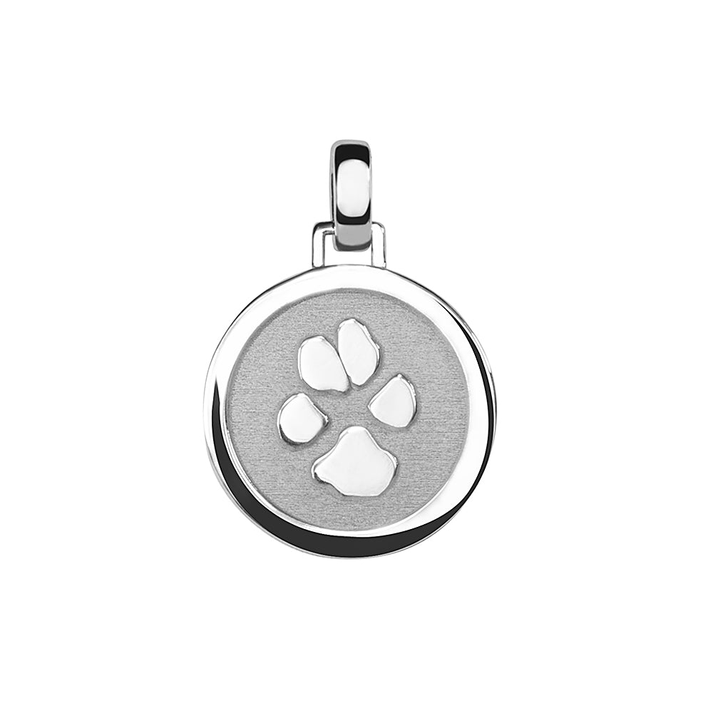 Ronde hanger dieren 15 mm als gedenksieraad met mooie pootafdruk. Keuze is er tussen de standaard pootafdruk van ons of van je eigen huisdier.