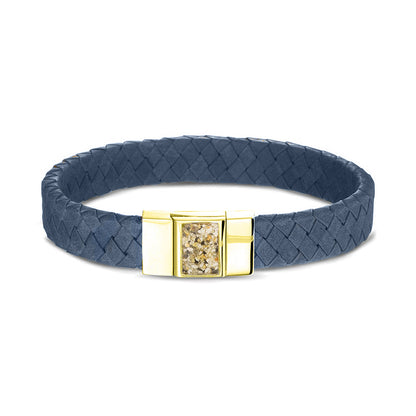 Lederen armband voorzien van as of haar in sluiting in zilver of goud