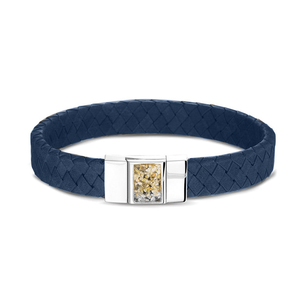 Lederen armband voorzien van as of haar in sluiting in zilver of goud