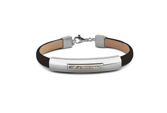 Lederen as armband met witgouden edelmetaal afwerking