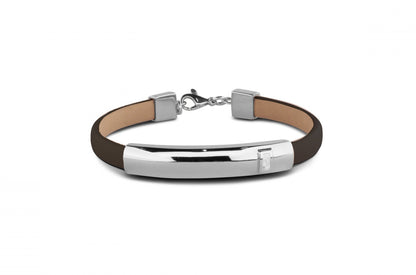 Lederen as armband 7 mm met gouden edelmetalen afwerking