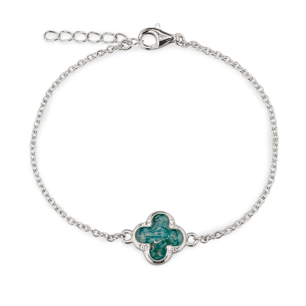 Klavertje vier as armband 11.5 mm, gedenksieraad met zirkonia's afgewerkt.alle