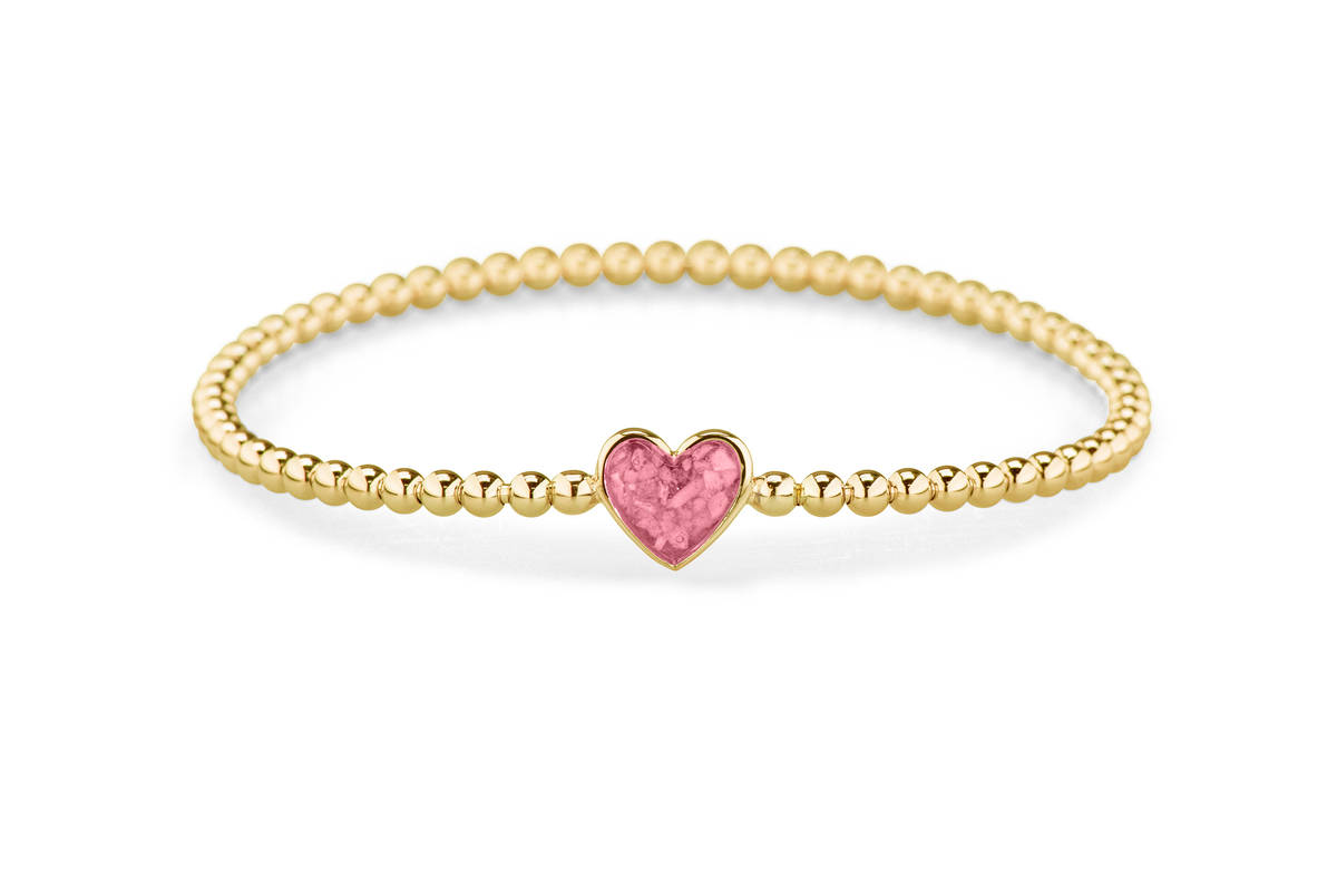 Flexibele as armband met hart als compartiment voor as of haar, gedenksieraden. soft