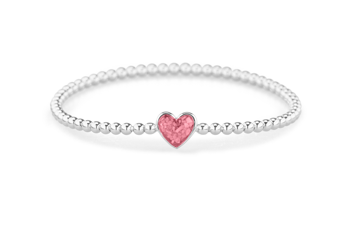 Flexibele as armband met hart als compartiment voor as of haar, gedenksieraden. soft