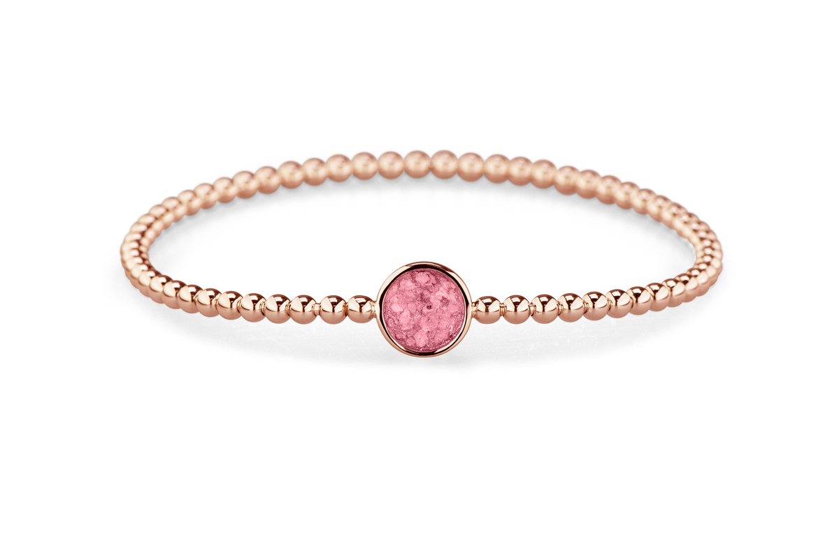 Flexibele as armband met rondje als compartiment voor as of haar, gedenksieraden. Soft