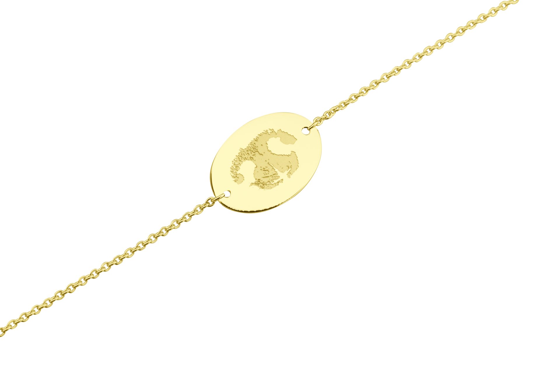 armband geelgoud met gebogen plaatje voor gravure. Geelgoud