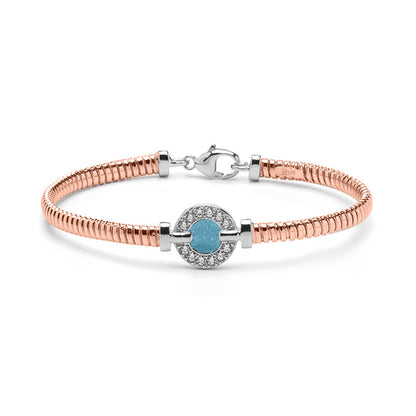 Zilveren vergulde as armband afgewerkt rondom met zirkonia's. baby