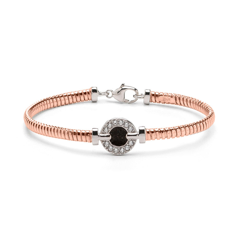 Zilveren vergulde as armband afgewerkt rondom met zirkonia's. black