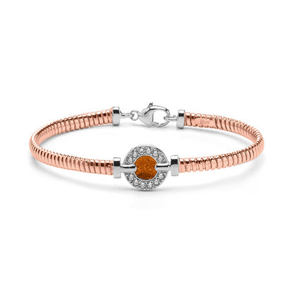 Zilveren vergulde as armband afgewerkt rondom met zirkonia's. orange