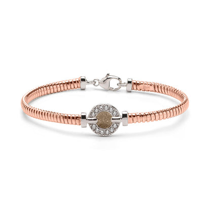 Zilveren vergulde as armband afgewerkt rondom met zirkonia's. transparent