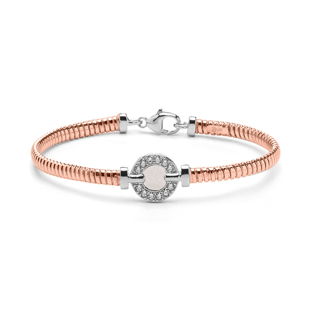 Zilveren vergulde as armband afgewerkt rondom met zirkonia's. white