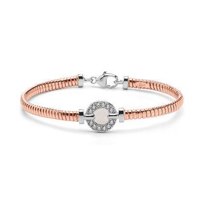 Zilveren vergulde as armband afgewerkt rondom met zirkonia's. white