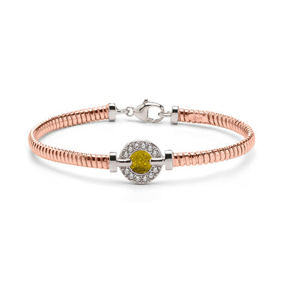 Zilveren vergulde as armband afgewerkt rondom met zirkonia's. yellow