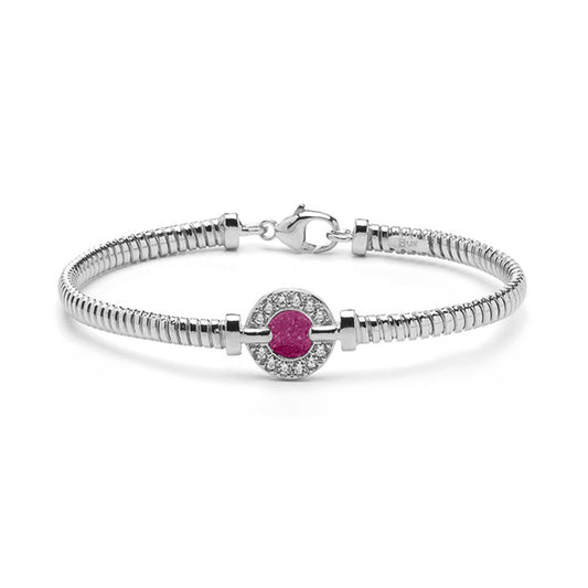 Zilveren as armband met ornamentje, dat gevuld kan worden met as. Fluo