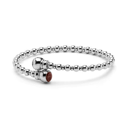 Zilveren flexibele bolletjes as armband twee compartimenten. Brown