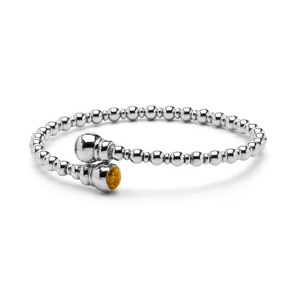 Zilveren flexibele bolletjes as armband twee compartimenten. Gold