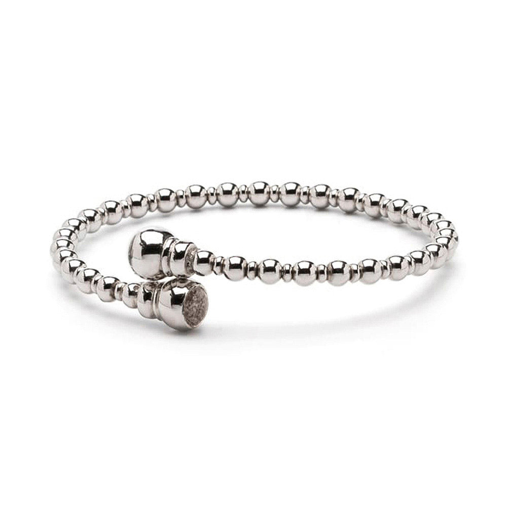 Zilveren flexibele bolletjes as armband twee compartimenten. Silver