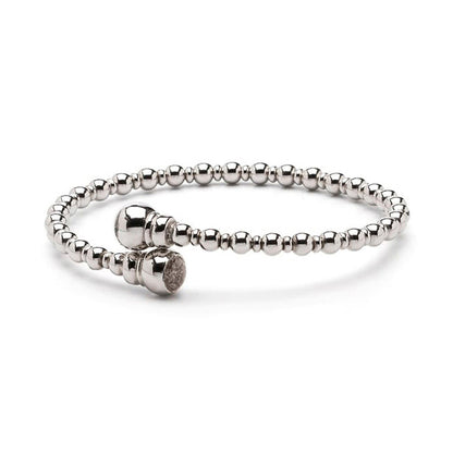 Zilveren flexibele bolletjes as armband twee compartimenten. Silver