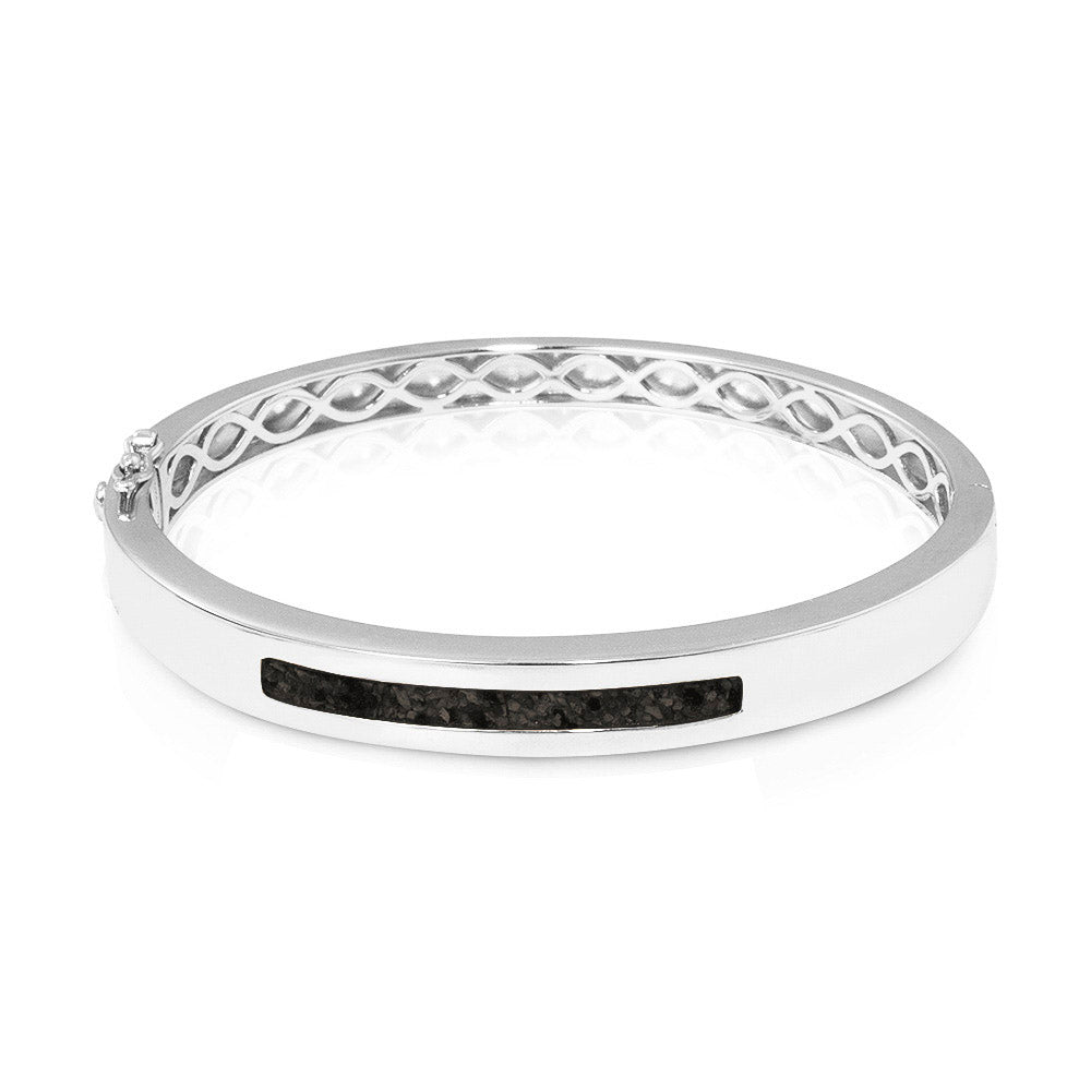 Zilveren as armband die gevuld kan worden met as of haar. Black