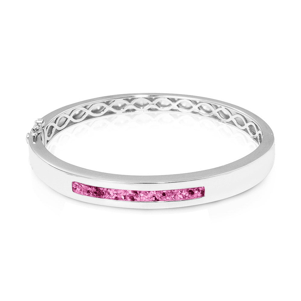 Zilveren as armband die gevuld kan worden met as of haar. Fluo