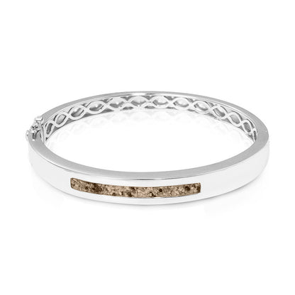 Zilveren as armband die gevuld kan worden met as of haar. Transparent