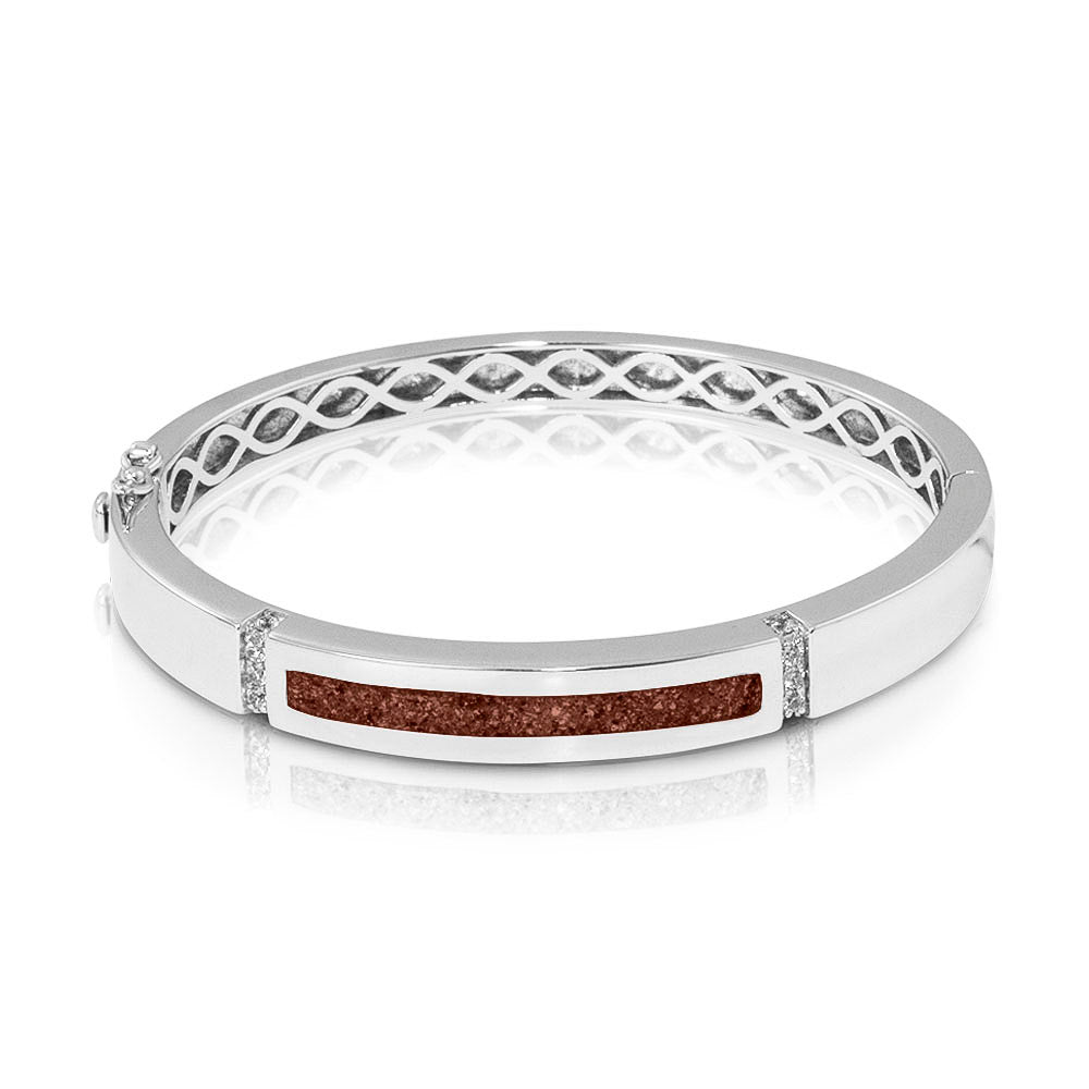 Zilveren as armband die gevuld kan worden met as of haar. Brown
