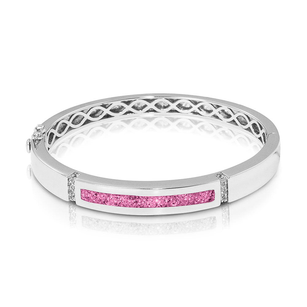 Zilveren as armband die gevuld kan worden met as of haar. Fluo