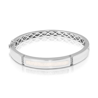 Zilveren as armband die gevuld kan worden met as of haar. White