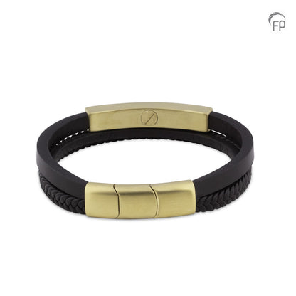 Lederen as armband uitgerust met een RVS ashouder en sluiting met magneet.