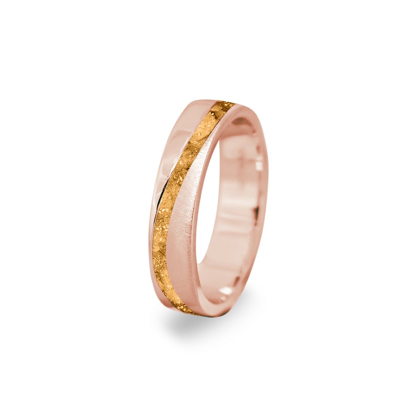 Gedenksieraad, ring  rondom zichtbaar gevuld met as of haar. Het vullen en sealen met onze speciale hars wordt in onze ambachtelijke edelsmederij gedaan. Gold