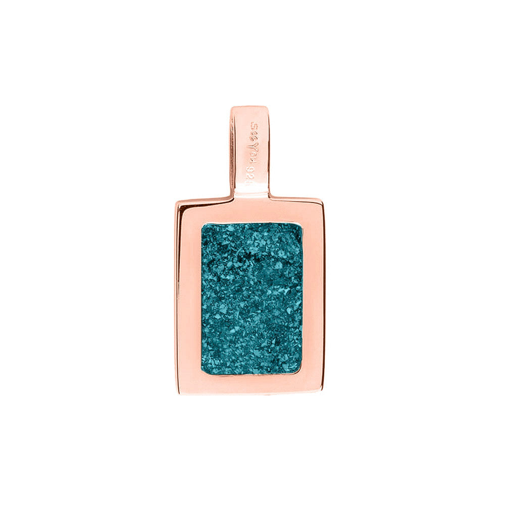 Ashanger rechthoekig plat, gedenksieraad, waar as en haar in verwerkt wordt. Turquoise