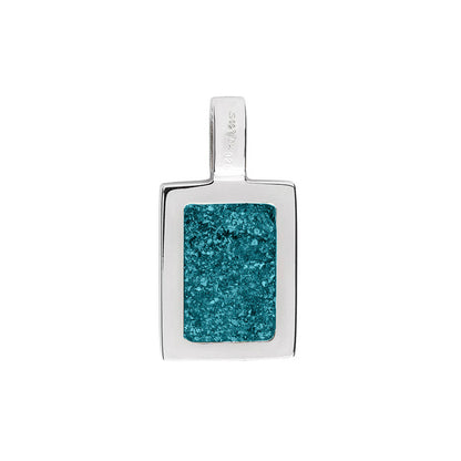 Ashanger rechthoekig plat, gedenksieraad, waar as en haar in verwerkt wordt. Turquoise