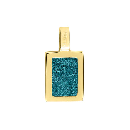 Ashanger rechthoekig plat, gedenksieraad, waar as en haar in verwerkt wordt. Turquoise