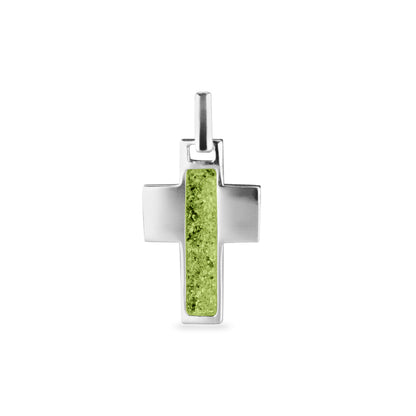 Ashanger kruis, gedenksieraad, waar as en haar in verwerkt wordt. Green
