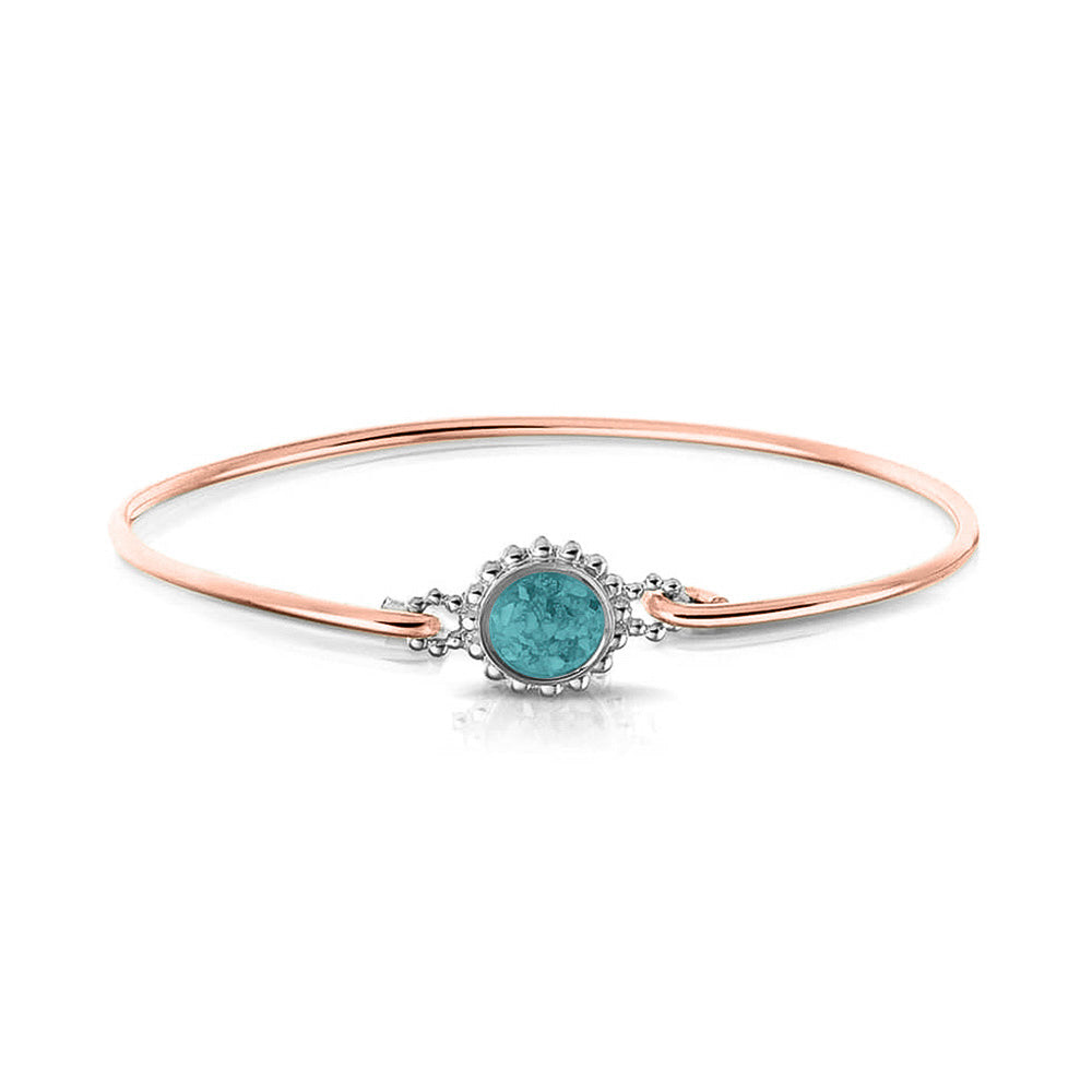 Roségouden as armband met as, haar of moedermelk. Aqua