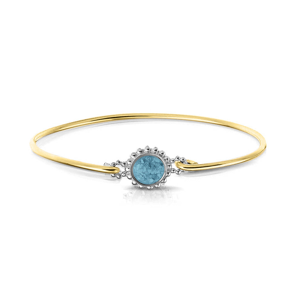 Geelgouden as armband met as, haar of moedermelk. Baby