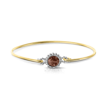 Geelgouden as armband met as, haar of moedermelk. Brown
