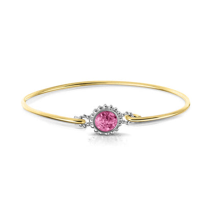 Geelgouden as armband met as, haar of moedermelk. Fluo